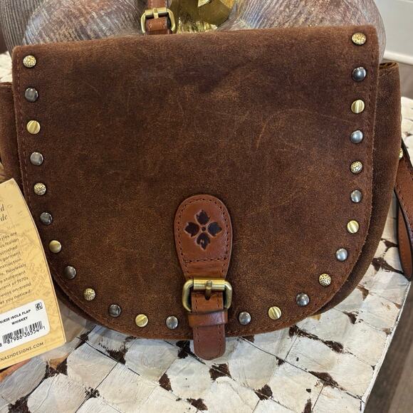 Patricia Nash Isola Flap Crossbody Whiskey Brown Washed Burnished Suede NWT boho - Picture 6 of 15